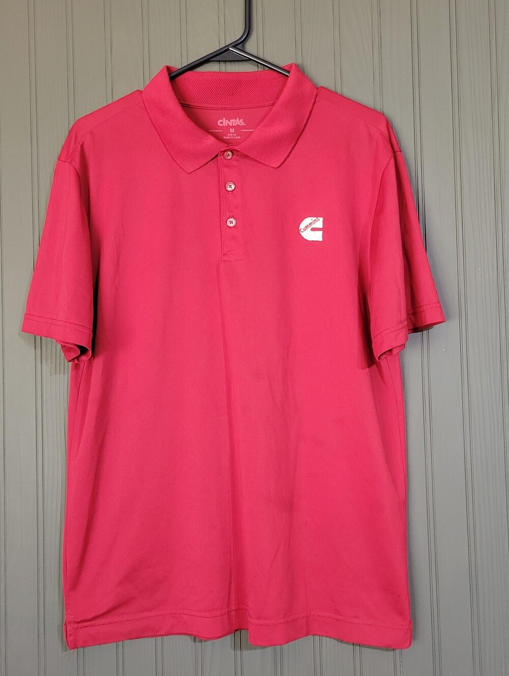 Cintas Cummins Short Sleeve Polo Shirt Embroidered Workwear Red Men's Medium